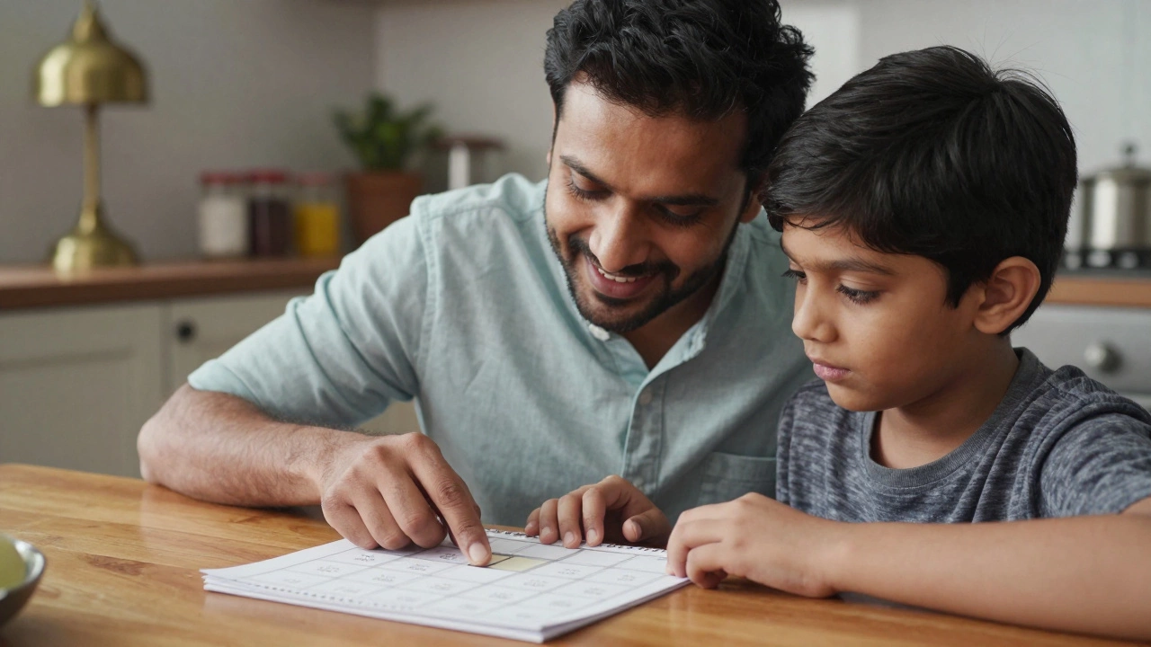 Parent and child planning a balanced, low-stress weekly schedule together
